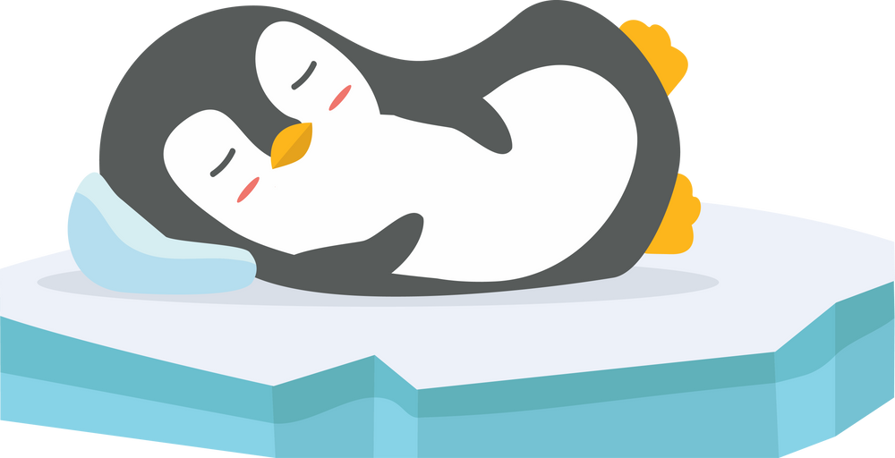 Cute penguin Sleeping on ice floe