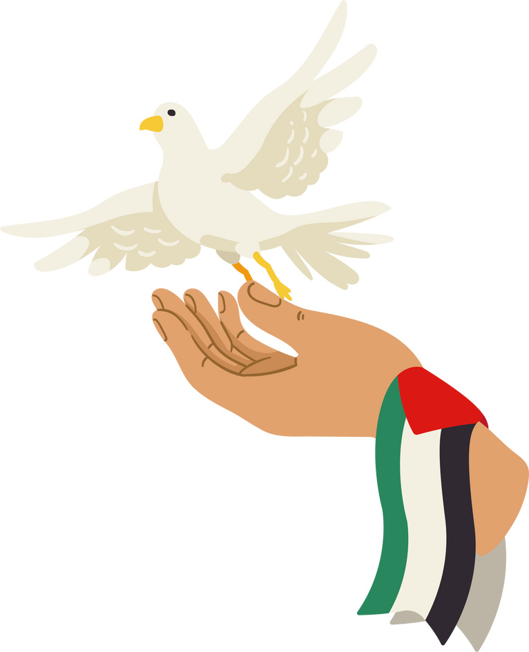 Palestine Flag and Dove in Hand